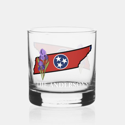 Tennessee-Flag mit Staat-Blume Iris benutzerdefini Whiskyglas (Vorderseite)