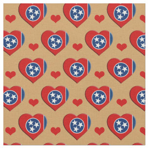 Tennessee Flag & Red Heart mode Fabric / USA Stoff