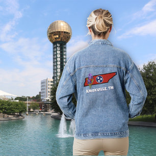 Tennessee-Flagge und -Blume Violette Schwertlilie Jeansjacke