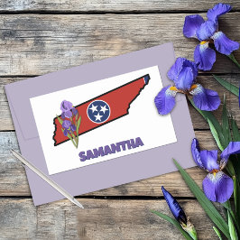 Tennessee-Flagge und Lila Iris-Blume Rechteckiger Aufkleber