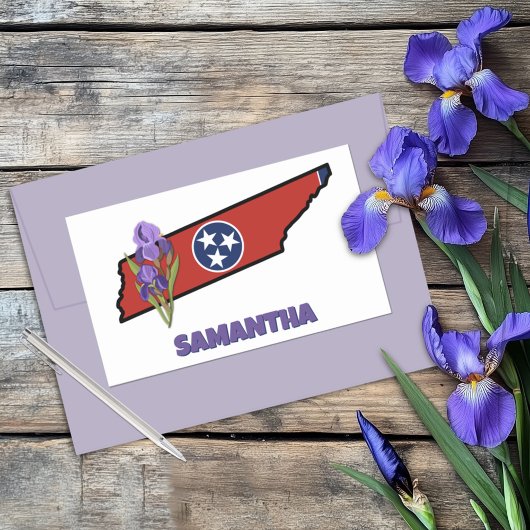 Tennessee-Flagge und Lila Iris-Blume Rechteckiger Aufkleber