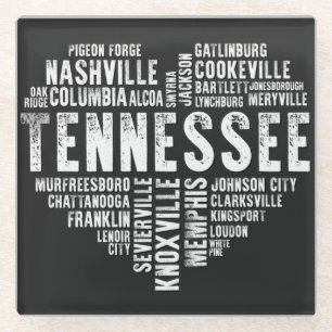Tennessee Heart Liebe Nashville Cookeville Alcoa Glasuntersetzer