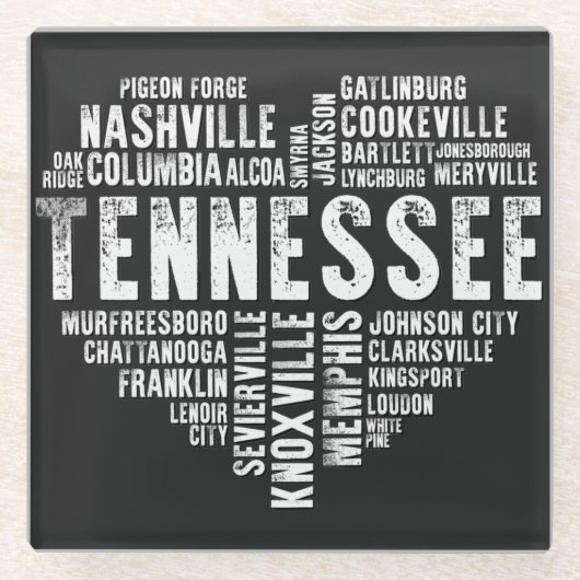 Tennessee Heart Liebe Nashville Cookeville Alcoa Glasuntersetzer (Vorderseite)