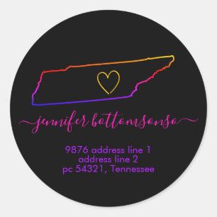 Tennessee-Home-Return-Adresse Signature Regenbogen Runder Aufkleber