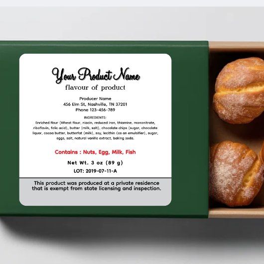 Tennessee Hütte Food Label Quadratischer Aufkleber