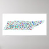 Tennessee Interstate Map drucken Poster (Vorne)