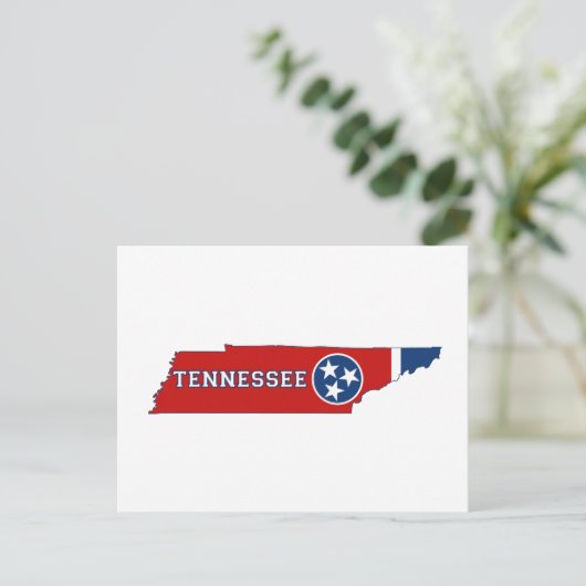Tennessee Karte Gestaltete Staatsflagge mit Name (Stehend Vorderseite)
