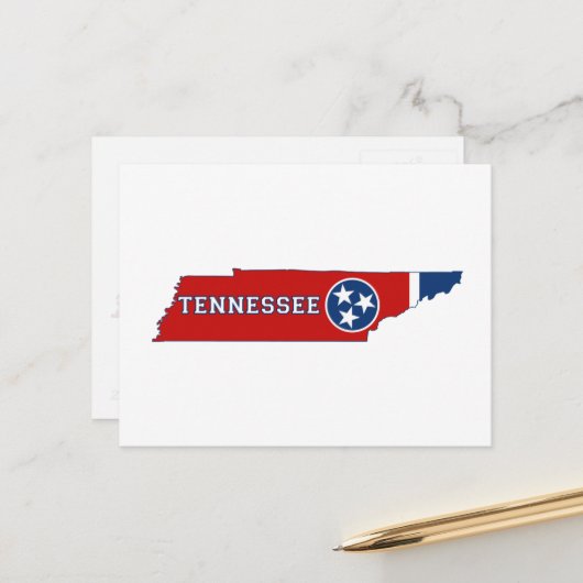 Tennessee Karte Gestaltete Staatsflagge mit Name (Vorderseite/Rückseite Beispiel)