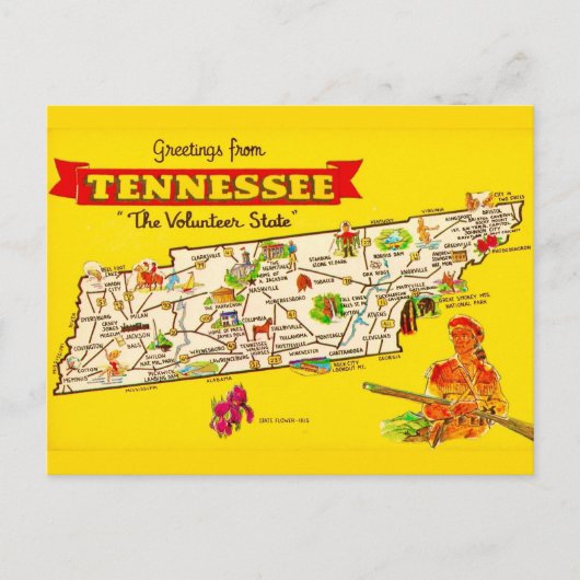 Tennessee-Karte Postkarte (Vorderseite)