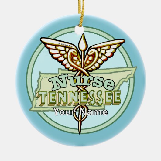 Tennessee Krankenpfleger Caduceus Keramik Ornament (Vorne)