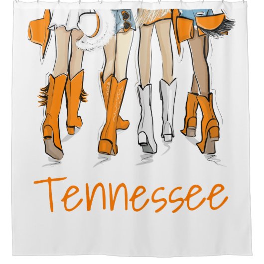 Tennessee Ladys Cowboy Boots Orange Mode Duschvorhang (Vorderseite)