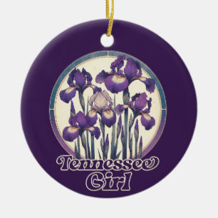 Tennessee Lila Iris Blume Keramik Ornament