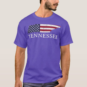 Tennessee Map State American Flag 4th Of July men T-Shirt
