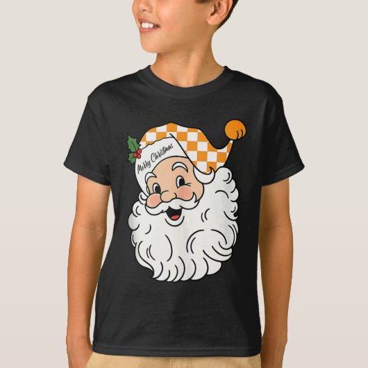 Tennessee Merry Christmas Santa Checkerboard Orang T-Shirt (Vorderseite)
