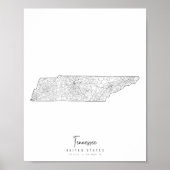Tennessee Minimal Street Karte Poster (Vorne)