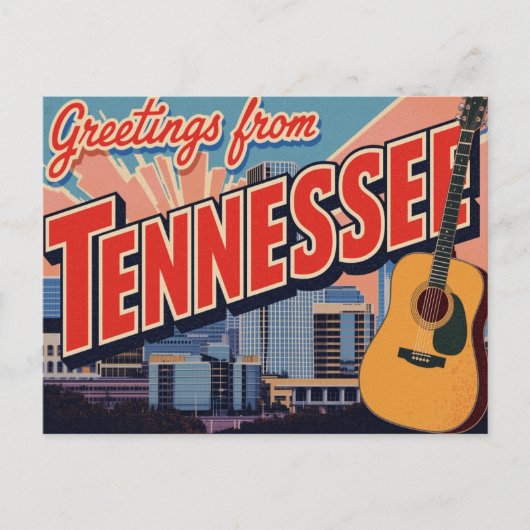 Tennessee Nashville Guitar Skyline Postkarte (Vorderseite)