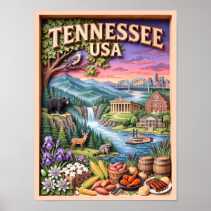 Tennessee Nashville Memphis Smoky Mountains Reise Poster