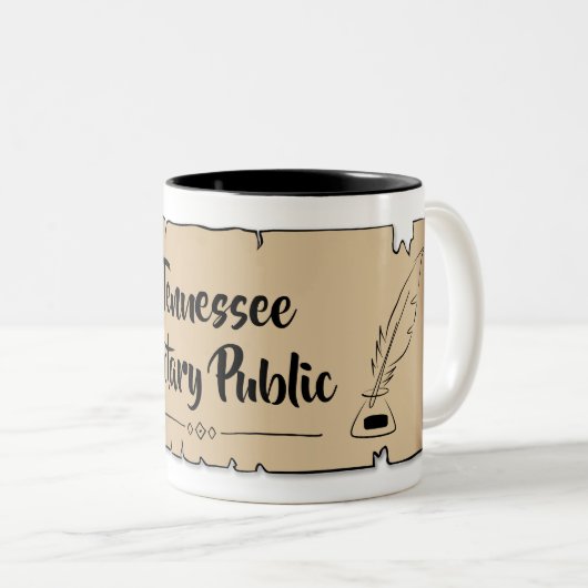 Tennessee Notary Public Scroll Feather Quill Zweifarbige Tasse (VorderseiteRechts)
