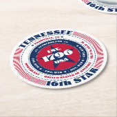 Tennessee Red White Blue Typografie Runder Pappuntersetzer (Angewinkelt)