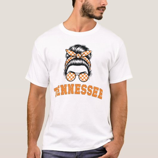 Tennessee Retro Messy Bun Sonnenbrille Orange Prid T-Shirt (Vorderseite)