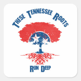 Tennessee Roots Flag Tree Quadratischer Aufkleber