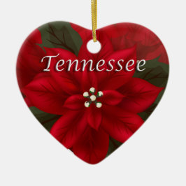 Tennessee Rote Poinsettia Herzdekoration Keramikornament