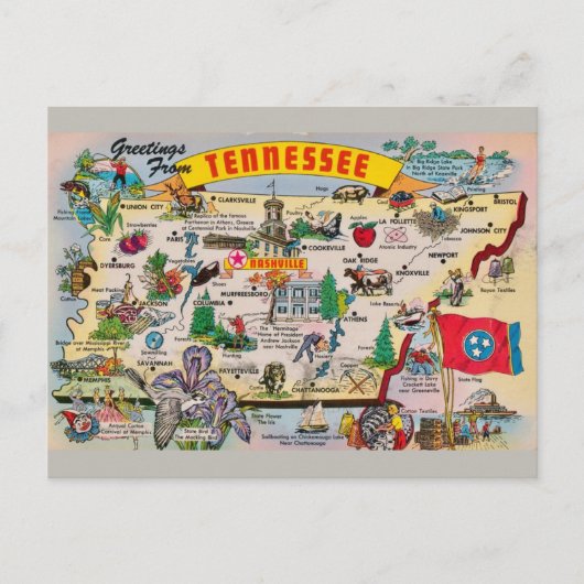 Tennessee Staat Karte Postkarte (Vorderseite)
