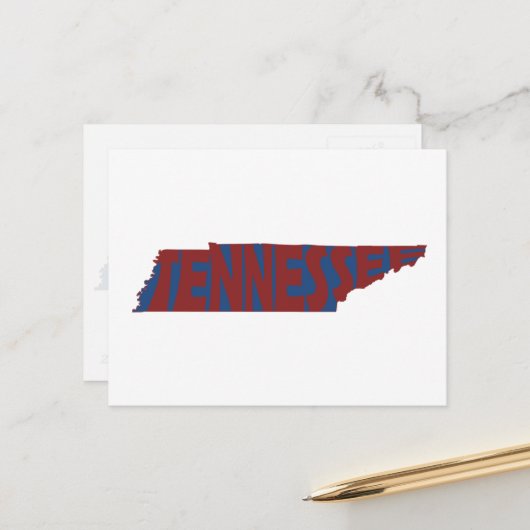 Tennessee Staat Name Word Art Rot Postkarte (Vorderseite/Rückseite Beispiel)