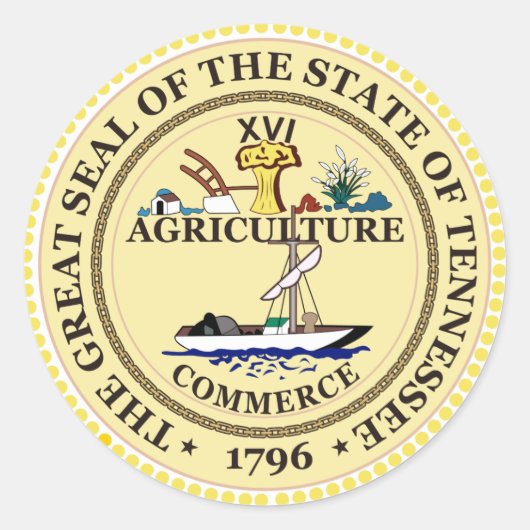 Tennessee Staat Siegel Runder Aufkleber (Vorderseite)