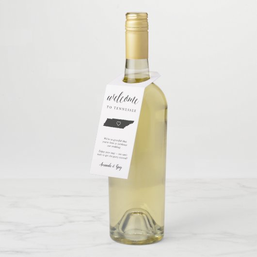 Tennessee Staat Wedding Willkommen Flaschenanhänger (Angewinkelt)