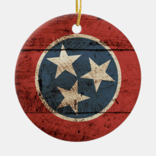 Tennessee-Staats-Flagge auf altem hölzernem Korn Keramik Ornament