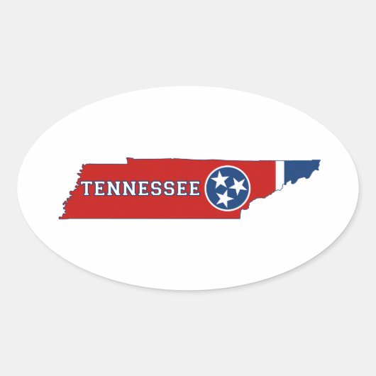 Tennessee-Staats-Flagge und Karte Ovaler Aufkleber (Vorderseite)