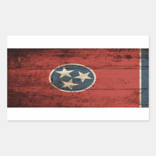 Tennessee Staatsflagge auf Altholzkörner Rechteckiger Aufkleber