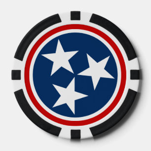 Tennessee Staatsflagge Blau Weiße Sterne Pokerchips