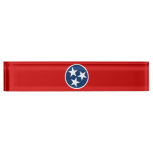 Tennessee Staatsflagge Blaue weiße Sterne Namensplakette