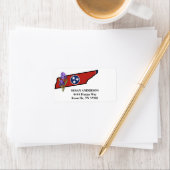 Tennessee Staatsflagge und Blume Lila Iris Adressaufkleber (Insitu)