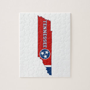 Tennessee Staatsflagge und Karte Puzzle