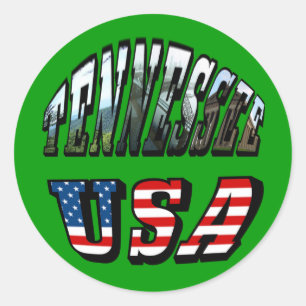 Tennessee und USA Picture Text Runder Aufkleber