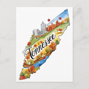 Tennessee USA State im Vintage-Wasserfarben-Stil Postkarte