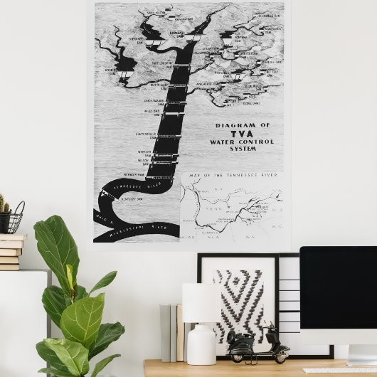 TENNESSEE VALLEY AUTHORITY MAP 1933 POSTER (Heimbüro)