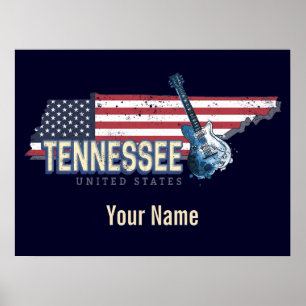 Tennessee Vereinigte Staaten Retro-Staat Vintage U Poster
