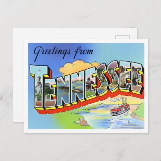 Tennessee Vintag Big Letters Postkarte (Vorne/Hinten)