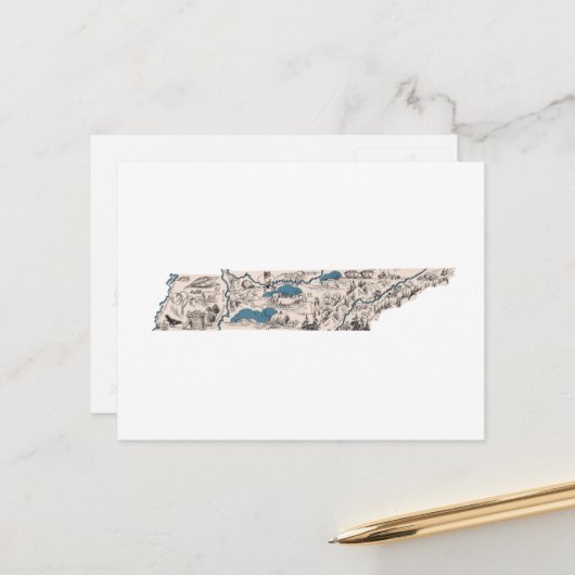 Tennessee Vintage Karte Staat Diagramm (Vorderseite/Rückseite Beispiel)