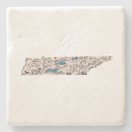 Tennessee Vintage Karte Steinuntersetzer (Vorderseite)