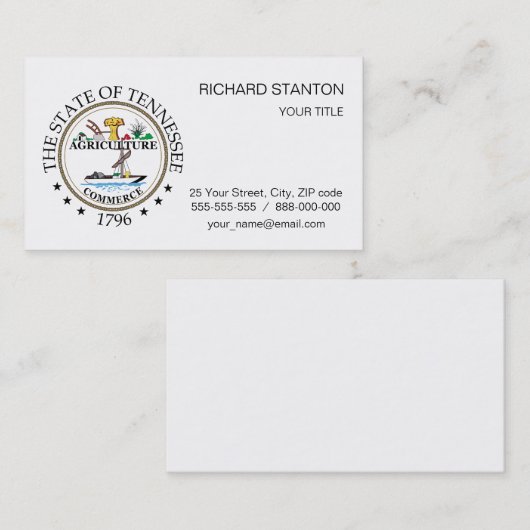 Tennessee Visitenkarte (Vorne/Hinten)