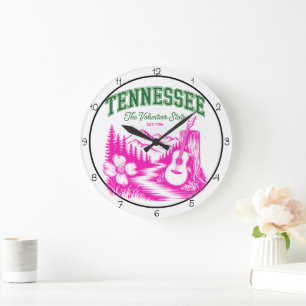 Tennessee Volunteer State Gitarre Große Wanduhr
