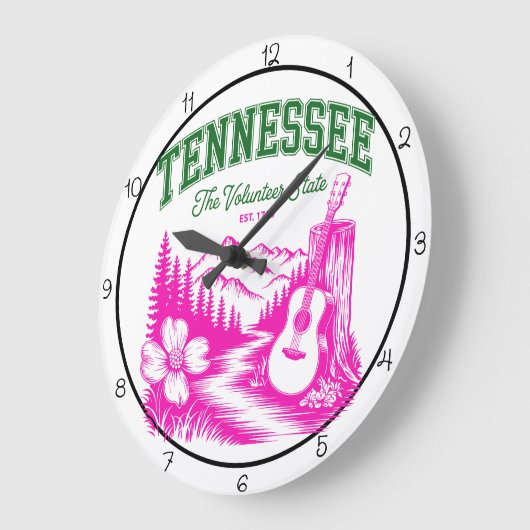 Tennessee Volunteer State Guitar Große Wanduhr (Winkel)