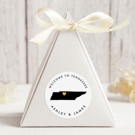 Tennessee Wedding Welcome Sticker Tag, Goldenes He
