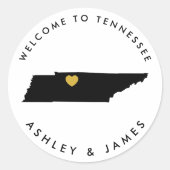 Tennessee Wedding Welcome Sticker Tag, Goldenes He (Vorderseite)