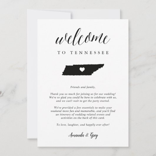 Tennessee Wedding Willkommensbrief & Tour (Vorderseite)
